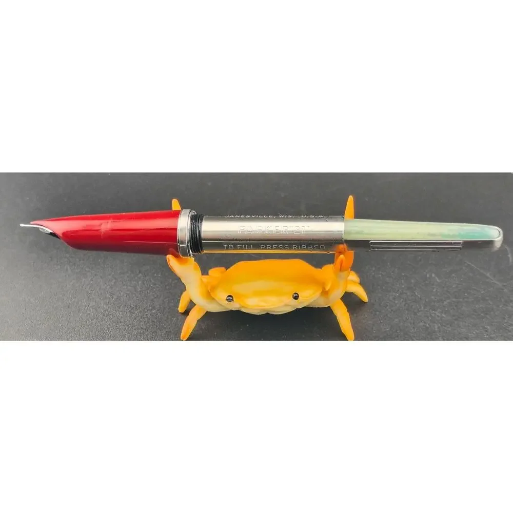 Vintage Parker 21 Mark I Fountain Pen - Red - Tested Cleaned Polished